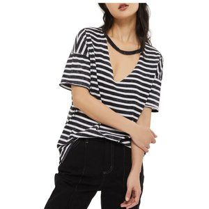 Topshop Stripe Acid Choker Tee